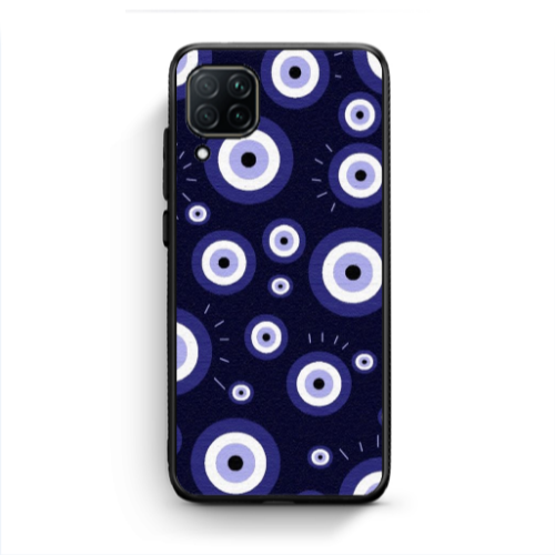 Huawei P40 Lite Purple evil eye bead Black Glossy Θήκη
