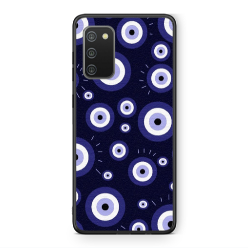 Samsung A02s Purple evil eye bead Black Glossy Θήκη