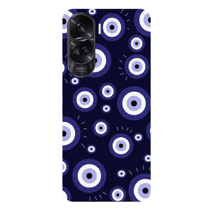 Honor 90 Lite 5G Purple evil eye bead Transparent Silicone TPU Θήκη