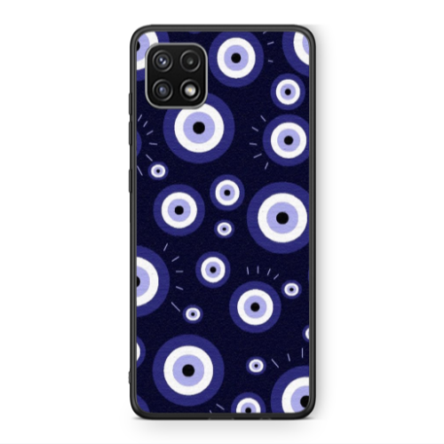 Samsung A22 5G Purple evil eye bead Black Glossy Θήκη