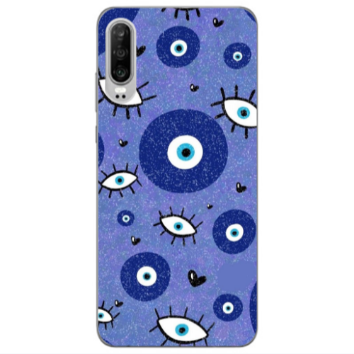 Huawei P30 Black hearted Transparent Silicone TPU Θήκη