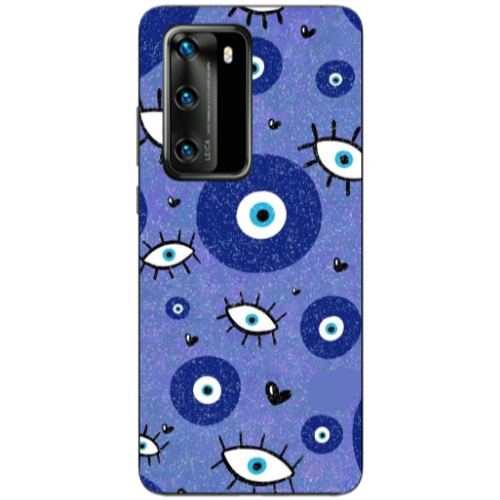 Huawei P40 Black hearted Transparent Silicone TPU Θήκη