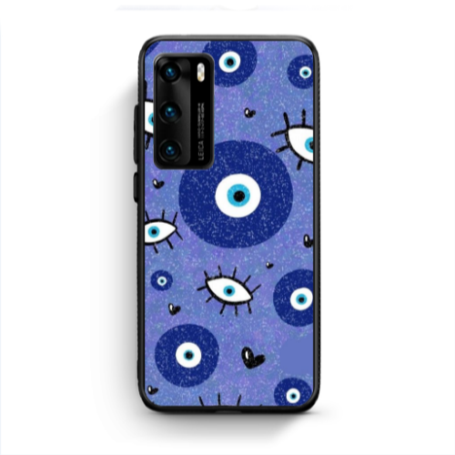Huawei P40 Black hearted Black Glossy Θήκη