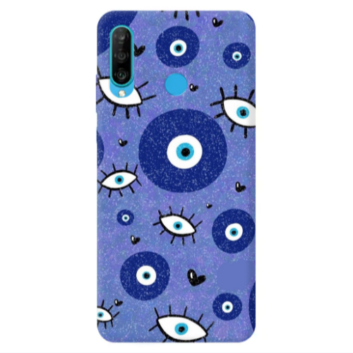 Huawei P30 Lite Black hearted Transparent Silicone TPU Θήκη