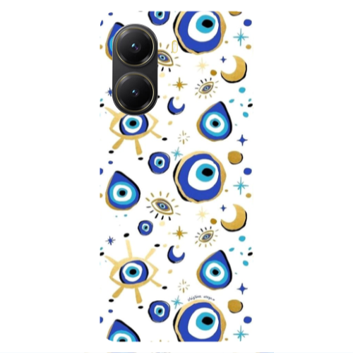 Xiaomi Poco X7 Pro Gold evil eye beads Transparent Silicone TPU Θήκη