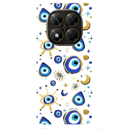 Xiaomi Poco X7 Gold evil eye beads Transparent Silicone TPU Θήκη