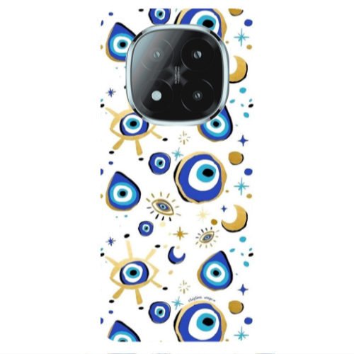 Xiaomi Redmi Note 14 Pro + 5g Gold evil eye beads Transparent Silicone TPU Θήκη