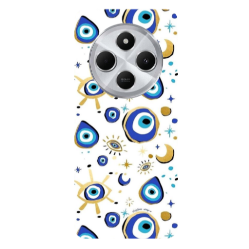 Xiaomi Redmi 14c Gold evil eye beads Transparent Silicone TPU Θήκη