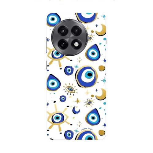 Oneplus 13 5G Gold evil eye beads Transparent Silicone TPU Θήκη