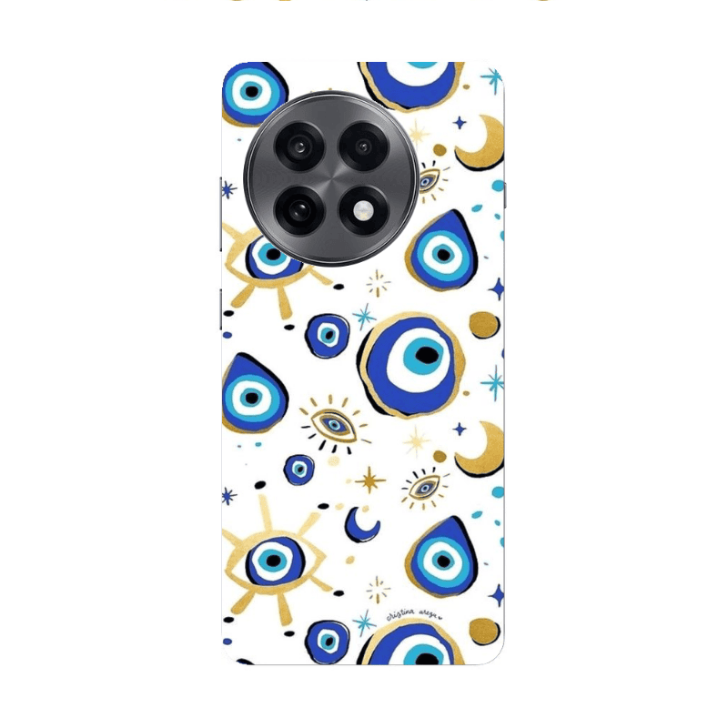 Oneplus 13 5G Gold evil eye beads Transparent Silicone TPU Θήκη