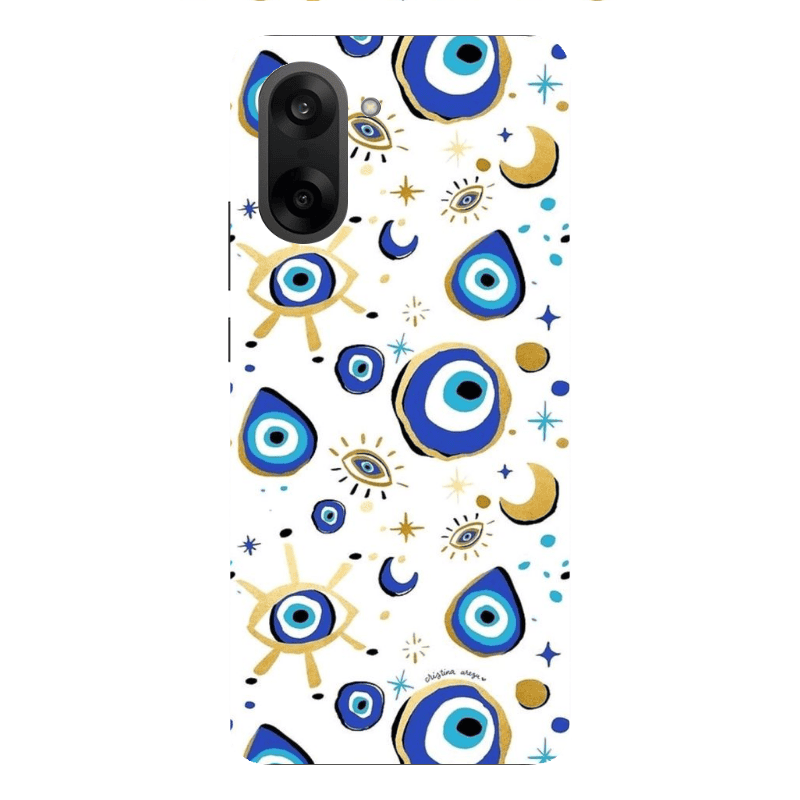 Oneplus Nord CE 5 Gold evil eye beads Transparent Silicone TPU Θήκη