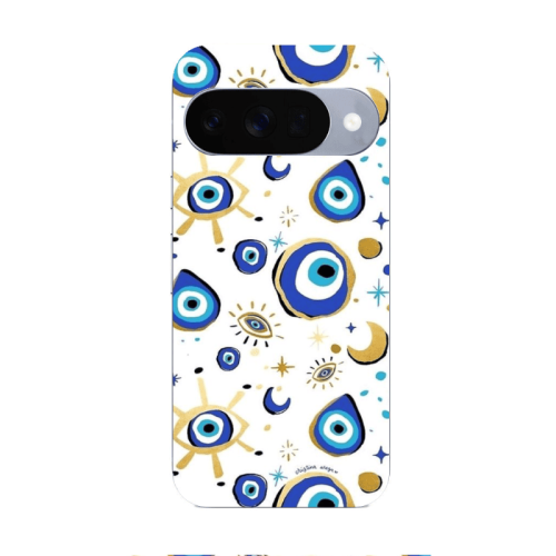 Google Pixel 10 Gold evil eye beads Transparent Silicone TPU Θήκη
