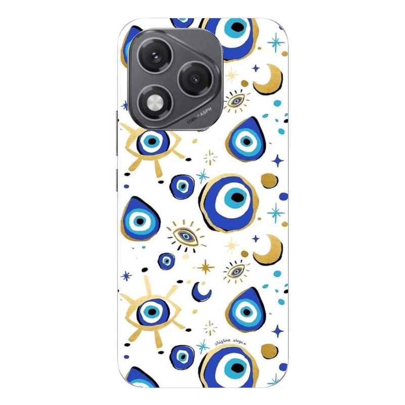 Honor 400 Lite Gold evil eye beads Transparent Silicone TPU Θήκη