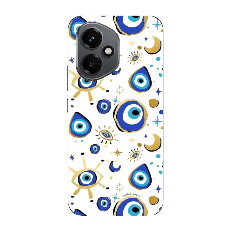 Honor Magic 400 Gold evil eye beads Transparent Silicone TPU Θήκη