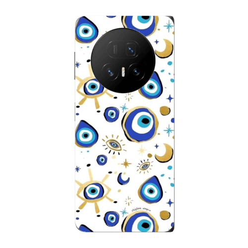 Honor Magic V5 Gold evil eye beads Transparent Silicone TPU Θήκη