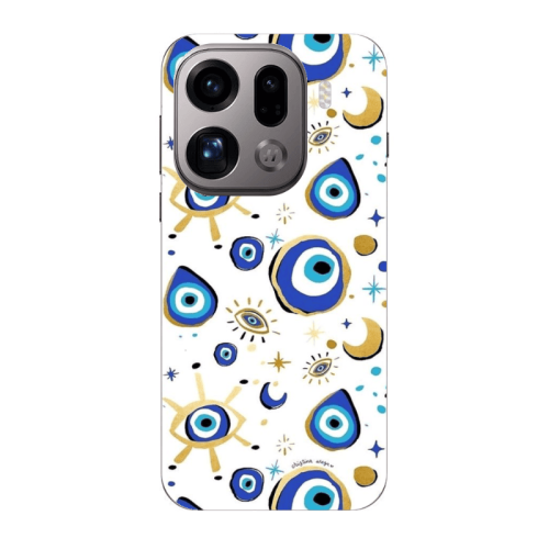 Oppo Find X9 Pro Gold evil eye beads Transparent Silicone TPU Θήκη