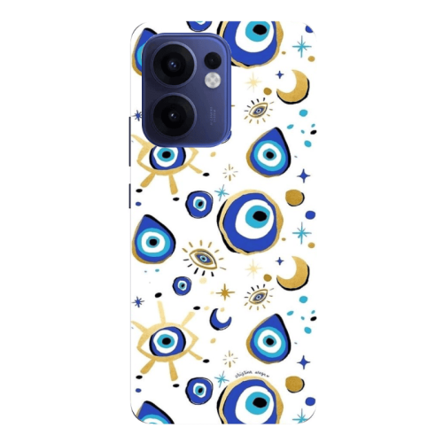 Oppo Reno 13 F Gold evil eye beads Transparent Silicone TPU Θήκη