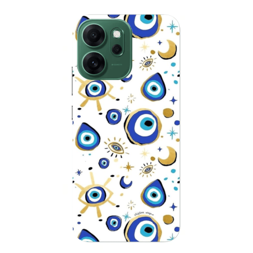 Oppo 14 F Gold evil eye beads Transparent Silicone TPU Θήκη