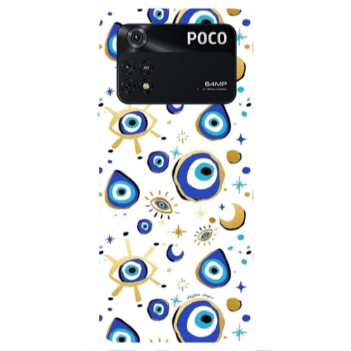 Xiaomi Poco M4 Pro 4G Gold evil eye beads Transparent Silicone TPU Θήκη