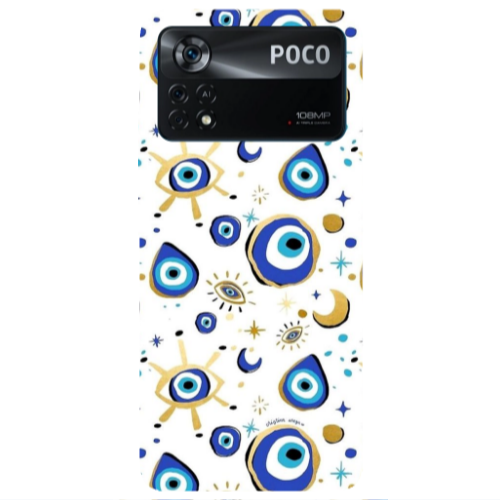 Xiaomi Poco X4 Pro Gold evil eye beads Transparent Silicone TPU Θήκη