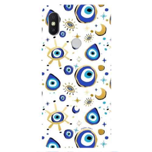 Xiaomi Redmi S2 Gold evil eye beads Transparent Silicone TPU Θήκη