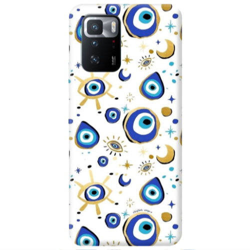 Xiaomi Poco X3 GT Gold evil eye beads Transparent Silicone TPU Θήκη