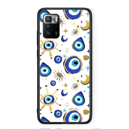 Xiaomi Poco X3 GT Gold evil eye beads Black Glossy Θήκη