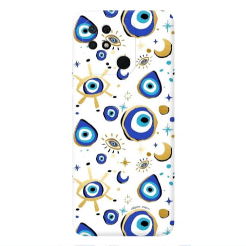 Xiaomi Poco C40 Gold evil eye beads Transparent Silicone TPU Θήκη