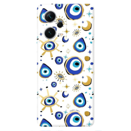 Xiaomi Redmi Note 12 5G Gold evil eye beads Transparent Silicone TPU Θήκη