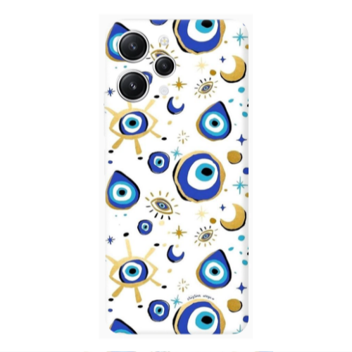 Xiaomi Redmi 12 Gold evil eye beads Transparent Silicone TPU Θήκη
