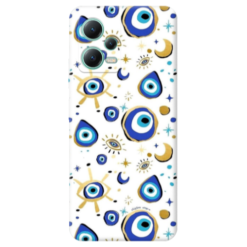 Xiaomi Redmi Note 12 Pro Plus 5G Gold evil eye beads Transparent Silicone TPU Θήκη