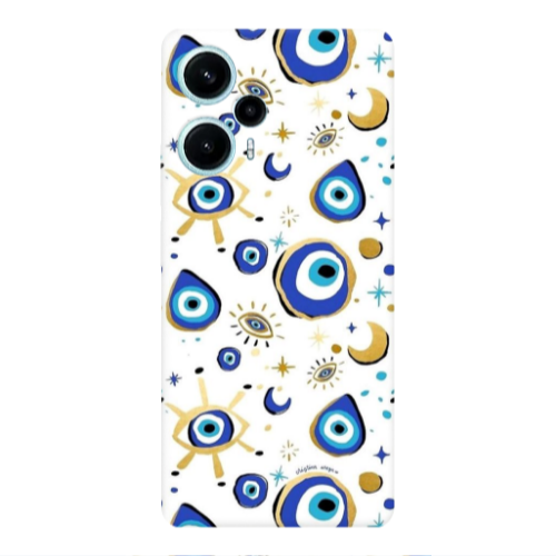 Xiaomi Poco F5 Gold evil eye beads Transparent Silicone TPU Θήκη