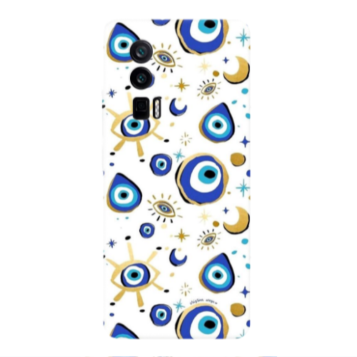 Xiaomi Poco F5 Pro Gold evil eye beads Transparent Silicone TPU Θήκη