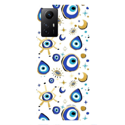 Xiaomi Redmi Note 12s Gold evil eye beads Transparent Silicone TPU Θήκη