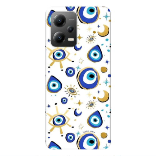 Xiaomi Poco X5 Gold evil eye beads Transparent Silicone TPU Θήκη