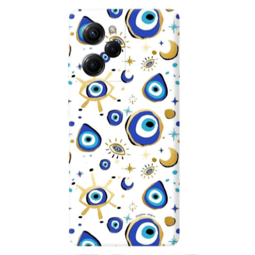 Xiaomi Poco X5 Pro Gold evil eye beads Transparent Silicone TPU Θήκη