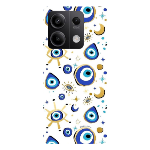 Xiaomi Redmi Note 13 5G Gold evil eye beads Transparent Silicone TPU Θήκη