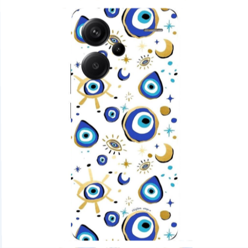 Xiaomi Redmi Note 13 Pro+ 5G  Gold evil eye beads Transparent Silicone TPU Θήκη
