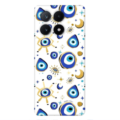 Xiaomi Poco X6Pro 5G Gold evil eye beads Transparent Silicone TPU Θήκη