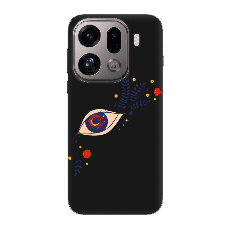 Oppo Find X9 Pro Flower eye Black Colored Silicone TPU Θήκη