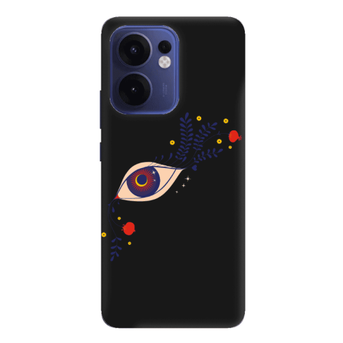 Oppo Reno 13 F Flower eye Black Colored Silicone TPU Θήκη