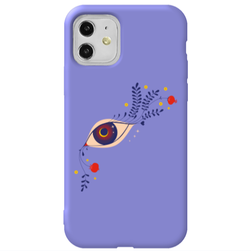 Apple iPhone 11  Flower eye Purple Colored Silicone TPU Θήκη