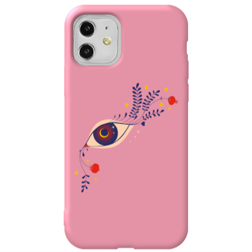 Apple iPhone 11  Flower eye Pink Colored Silicone TPU Θήκη
