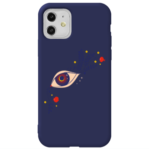 Apple iPhone 11  Flower eye Dark blue Colored Silicone TPU Θήκη