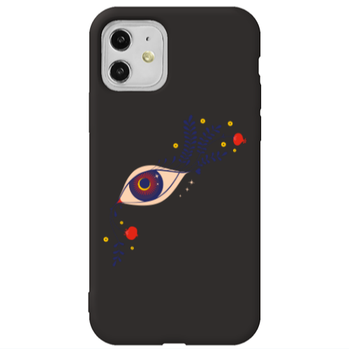 Apple iPhone 11  Flower eye Black Colored Silicone TPU Θήκη