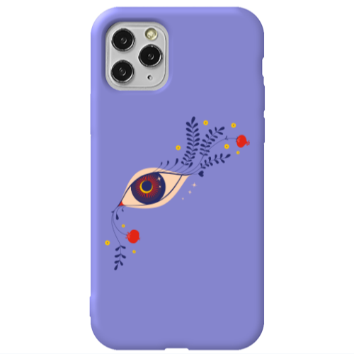 Apple iPhone 11 Pro Flower eye Purple Colored Silicone TPU Θήκη