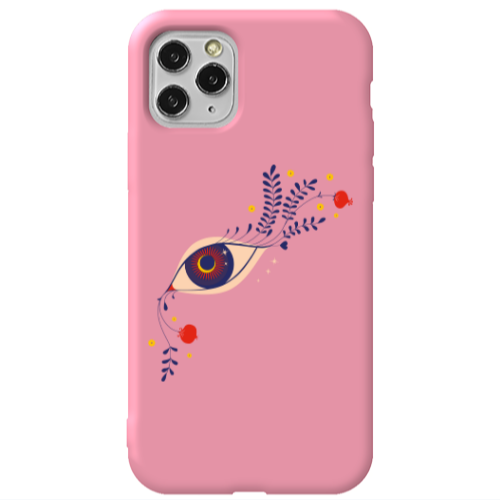 Apple iPhone 11 Pro Flower eye Pink Colored Silicone TPU Θήκη