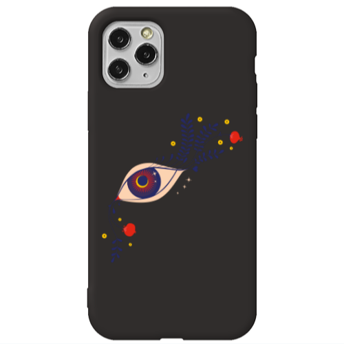 Apple iPhone 11 Pro Flower eye Black Colored Silicone TPU Θήκη
