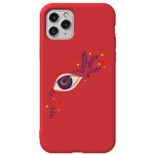 Apple iPhone 11 Pro Flower eye Red Colored Silicone TPU Θήκη