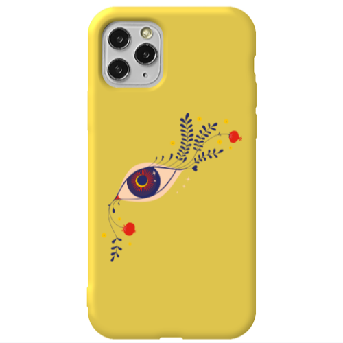 Apple iPhone 11 Pro Flower eye Yellow Colored Silicone TPU Θήκη
